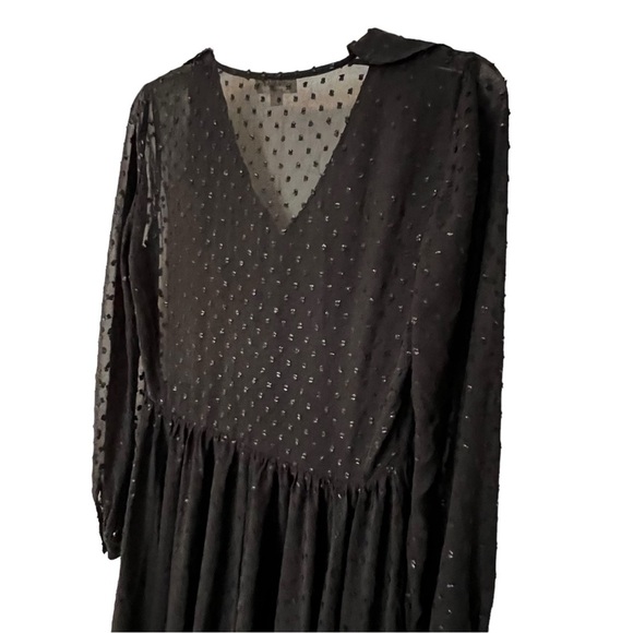 Gorgeous L’Agence Swiss Dot Long Sleeve Black Chiffon Mini Dress 2 whimsygoth - Picture 3 of 12